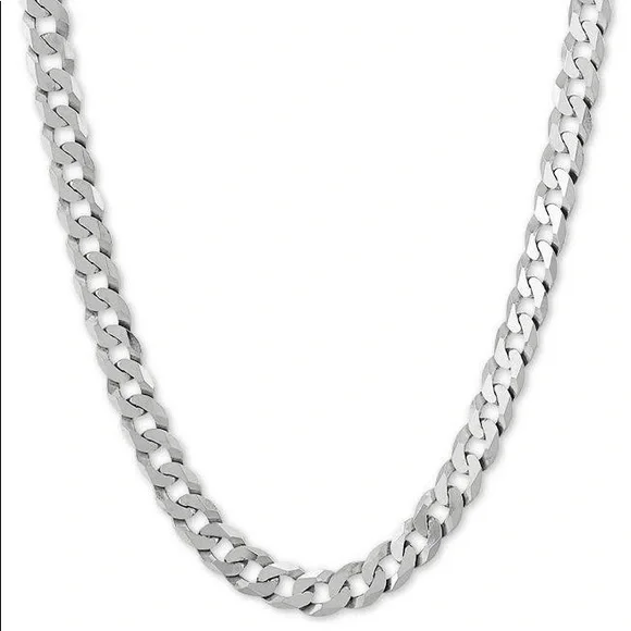 925 Sterling Silver Curb Link Cuban Chain Necklace - Picture 2 of 12